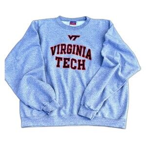 Men's Champion Virginia Tech Spellout Sweatshirt Grey Sz 2XL/XXL